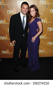 Nick Swisher And Joanna Garcia At The 44th Annual CMA Awards, Bridgestone Arena, Nashville, TN.  11-10-10