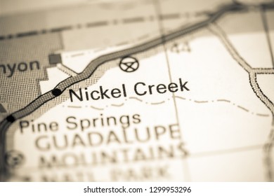 Nickel Creek. Texas. USA On A Map