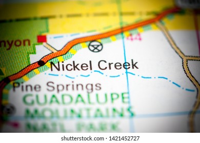 Nickel Creek. Texas. USA On A Map