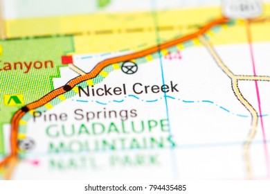 Nickel Creek. Texas. USA On A Map