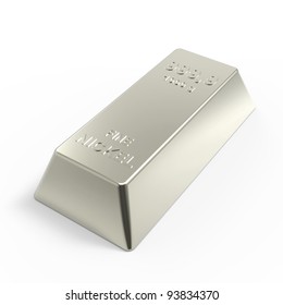 Nickel Ingot Isolated On White. Computer Generated 3D Photo Rendering.