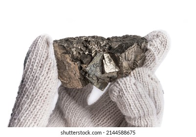 Nickel. A piece of nickel ore close up. Metallic nickel ore.