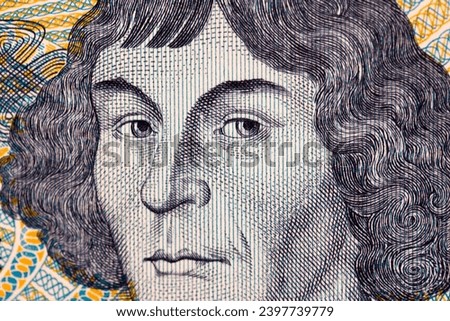 Nicolaus Copernicus a closeup portrait from old Polish money - Zloty