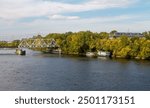 Nicollet island rail bridge Minneapolis in Minnesota, United States.