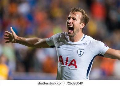 Nicosia, Cyprus - Semptember 26, 2017: The player of Tottenham Harry Kane celebrate during the UEFA Champions League game between APOEL VS Tottenham Hotspur