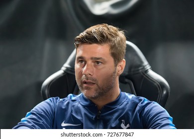 Nicosia, Cyprus - Semptember 26, 2017: Coach Of Tottenham Mauricio Pochettino During The UEFA Champions League Game Between APOEL VS Tottenham Hotspur
