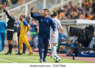 Nicosia, Cyprus - Semptember 26, 2017: Coach Of Tottenham Mauricio Pochettino During The UEFA Champions League Game Between APOEL VS Tottenham Hotspur
