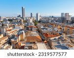 Nicosia downtown district view from above . Aerial view of Nicosia Cyprus capital city 
