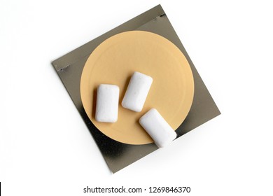 Nicotine Patch And Chewin Gum Used For Smoking Cessation Isolated On White Background