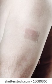 Nicotine Patch On One Man Arm