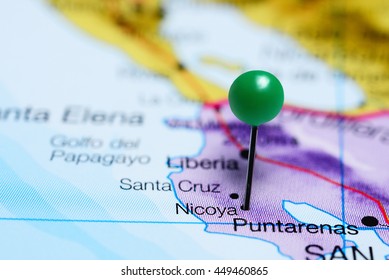 Nicoya Pinned On A Map Of Costa Rica
