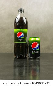 Niedomice, Poland - March 06, 2018: Can And Bottle With Pepsi Lime.