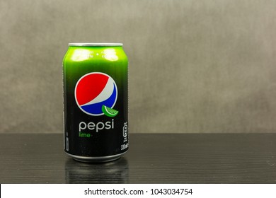 Niedomice, Poland - March 06, 2018: Pepsi Can With A Lime Flavor.