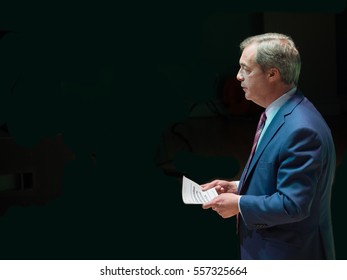 Nigel Farage Giving A Speech In Stoke-on-Trent, United Kingdom, April 2016