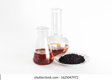 Nigella Sativa Oil In Laboratory Glassware. 