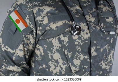 Niger Army Doctor With Stethoscope Over His Neck