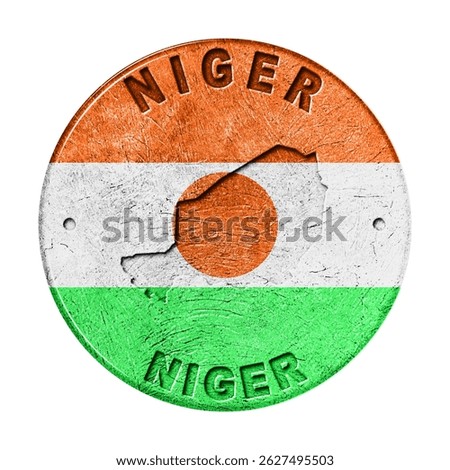 Niger Flag Button with Map, Retro Style