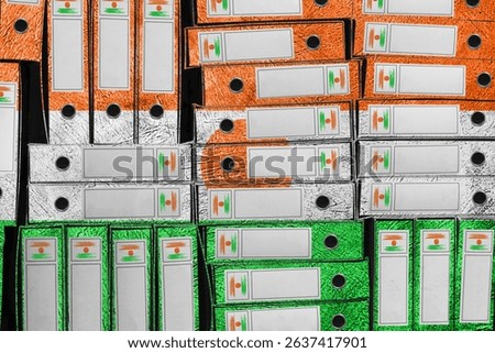 Niger Flag Colors Folder Stack, Bureaucracy and Government Administration Concep