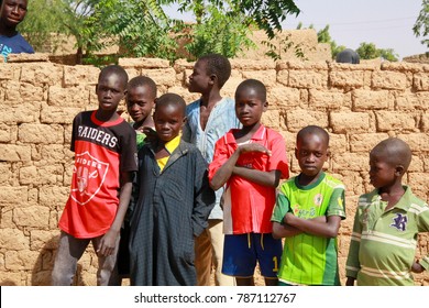 Niger, Niamey - December 20, 2017: Poor And War Black Children