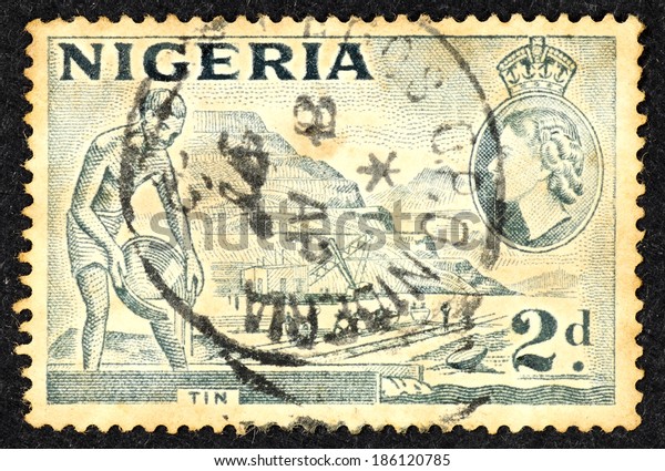 Nigeria Circa 1957 Blue Color Postage Stock Photo Edit Now 186120785