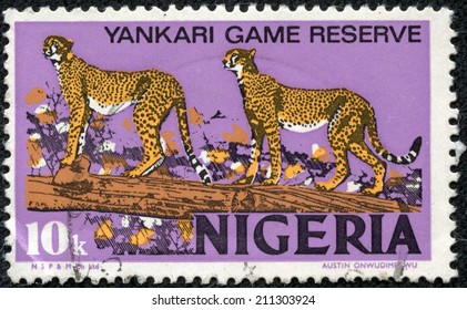 NIGERIA - CIRCA 1973: A Stamp Printed In Nigeria Shows African Leopards, Panthera Pardus Pardus, Animal, Yankari Game Reserve, Circa 1973