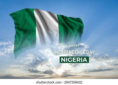 Nigeria independence day background with flag in sky, National holiday. 