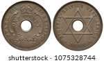 Nigeria Nigerian British West Africa coin 1 one penny 1907, ruler King Edward VII, value in words around center hole, crown above, six pointed star, date below,