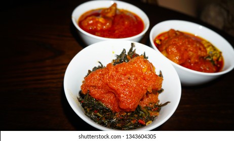 Nigerian Food: Bowl Of Delicious Spicy Vegetable Soup 