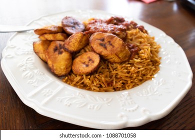 Nigerian Jollof Rice And Fried Plantain