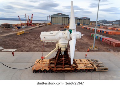 NIGG, SCOTLAND - 2017 MARCH 24. AHH’s 1.5MW Tidal Turbine Being Installed At Nigg To Capture Green Energy From Ocean Currents. 