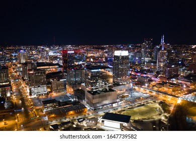 Night Aerial Photo Downtown Nashville Tennessee City Lights