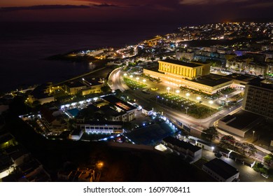 Night Aerial View Of Praia City In Santiago In Cape Verde Islands (Cabo Verde)