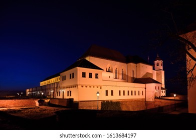 Night architecture photo. Beautiful old castle Spilberk. City of Brno - Czech Republic.