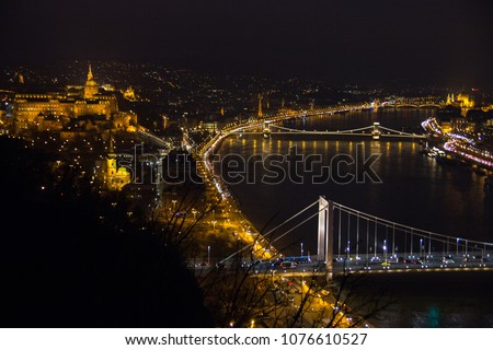 Night Budapest, Danube river, Hungary
