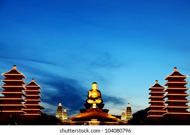 The Night The Buddha Temple In Kaohsiung, Taiwan