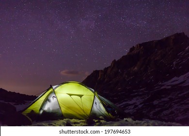 Night Camping Under The Stars Mountains