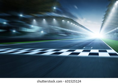 Night Circuit Motion Blur Road