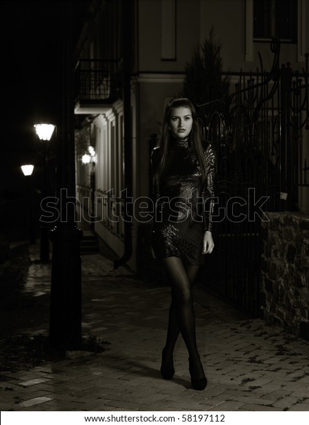 Night City Female Glamour Portrait Stock Photo (Edit Now) 58197112