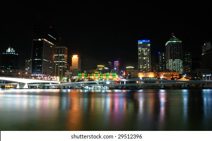 Night city with reflection
