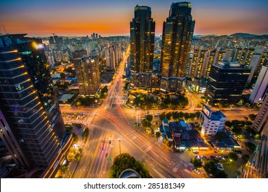 Night City In Seoul Korea And Twilight