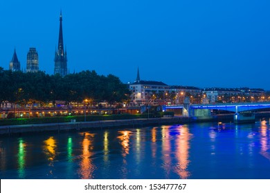 Night Cityscape Of Rouen In The Summer