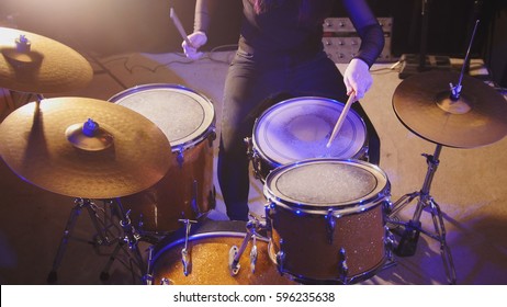 Night Club Music - Sensual Dashing Girl Percussion Drummer Perform Rock