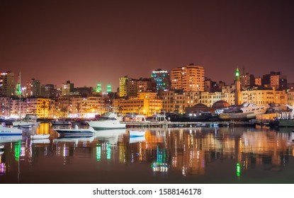 Night Day In Alexandria Coast Egypt 