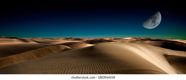Night in the desert sand dunes