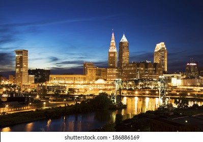 Night In Downtown Cleveland, Ohio.