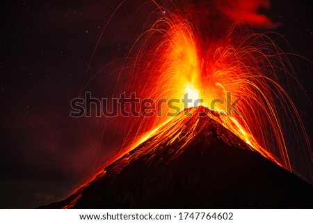 
Night eruption of the volcano of fire, Guatemala