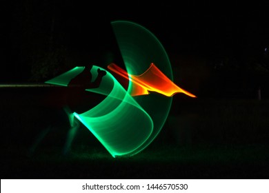 night game with luminous swords