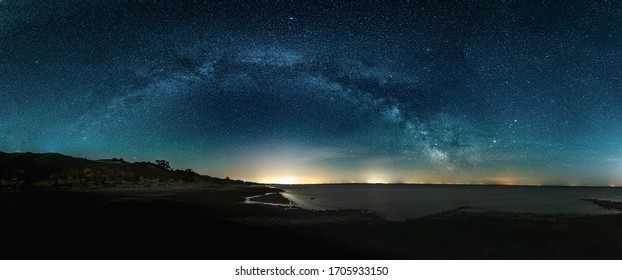 Night HDR panorama of Milky Way on night Starry  - Powered by Shutterstock