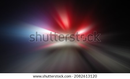 night hot pursuit road police car background. rush transportation. fast move blurred trail street police light chase