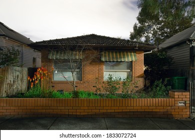 Night Image Of A Cute, Modest Little Renovated Home In The Western Suburbs Of Melbourne, Australia.